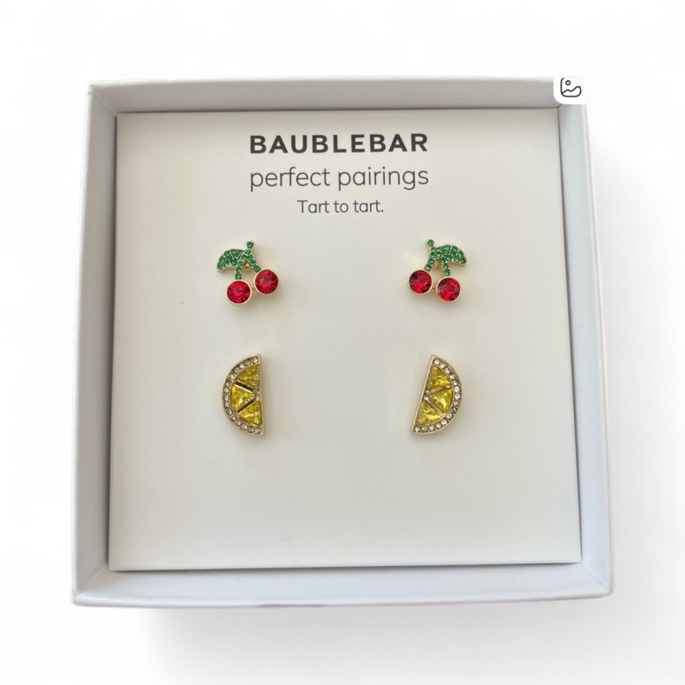BAUBLEBAR Earrings “Tart to Tart” Two Pair Cherry and Lemon Earrings NIB ❤️💛